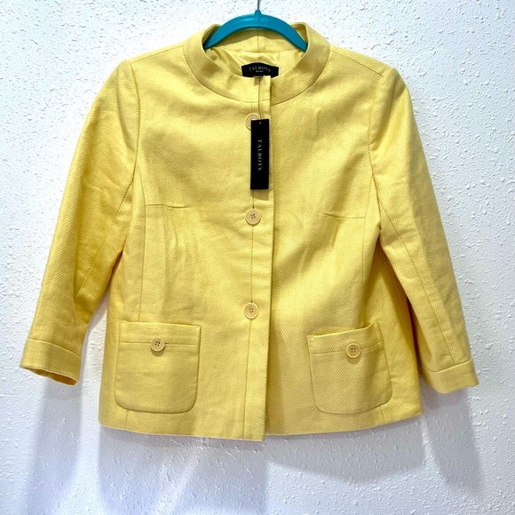 Talbots Sunny Yellow classic button-up 100%linen Jacket 6P - Picture 7 of 8